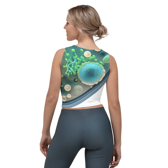 Beautiful crop top mockup in a cozy science-inspired design and vibrant colors that showcases a casual lifestyle.