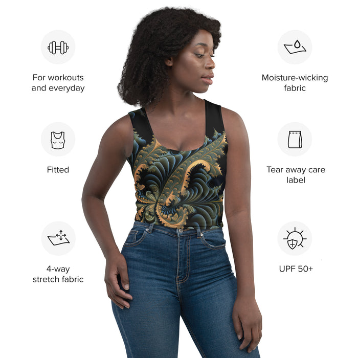 Beautiful crop top mockup in a cozy science-inspired design and vibrant colors that showcases a casual lifestyle.