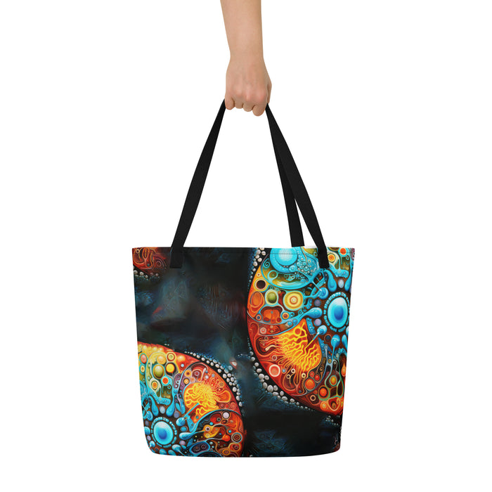 Captivating large tote bag, featuring stunning designs inspired by the fascinating world of science.