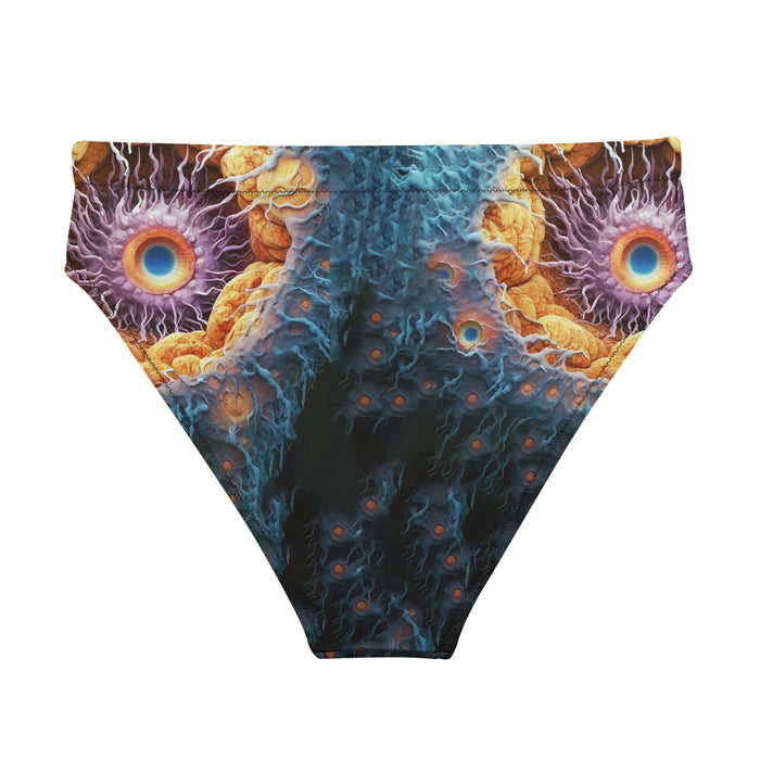 Stylish bikini bottom mock-up with a design base on science and vibrant colors to show off a trendy beach look.