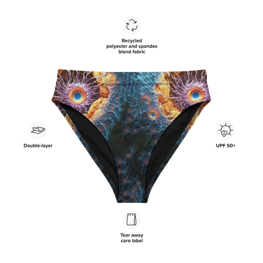 Stylish bikini bottom mock-up with a design base on science and vibrant colors to show off a trendy beach look.