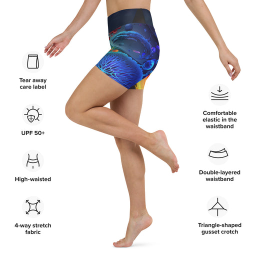 Yoga short, made out of stretchy materials, soft microfiber yarn, and a UPF 50+, to keep you comfortable even during the most challenging workouts.